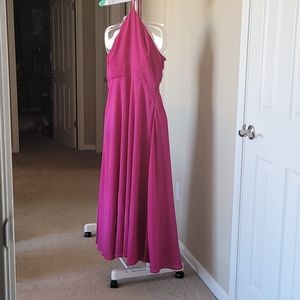 Lulu's hot pink maxi bridesmaid dress